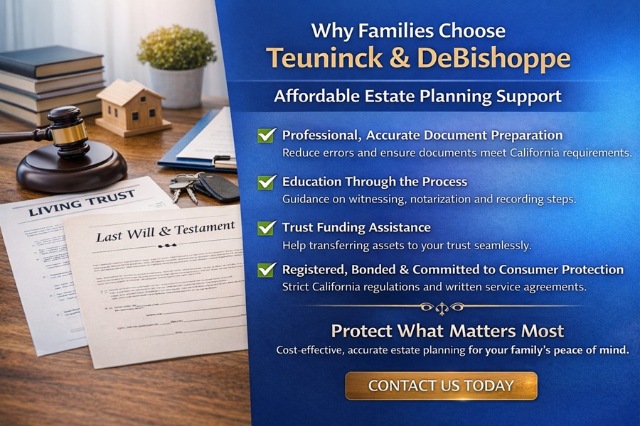 Why families choose Teuninck & DeBishoppe for affordable estate planning and professional legal document preparation in California